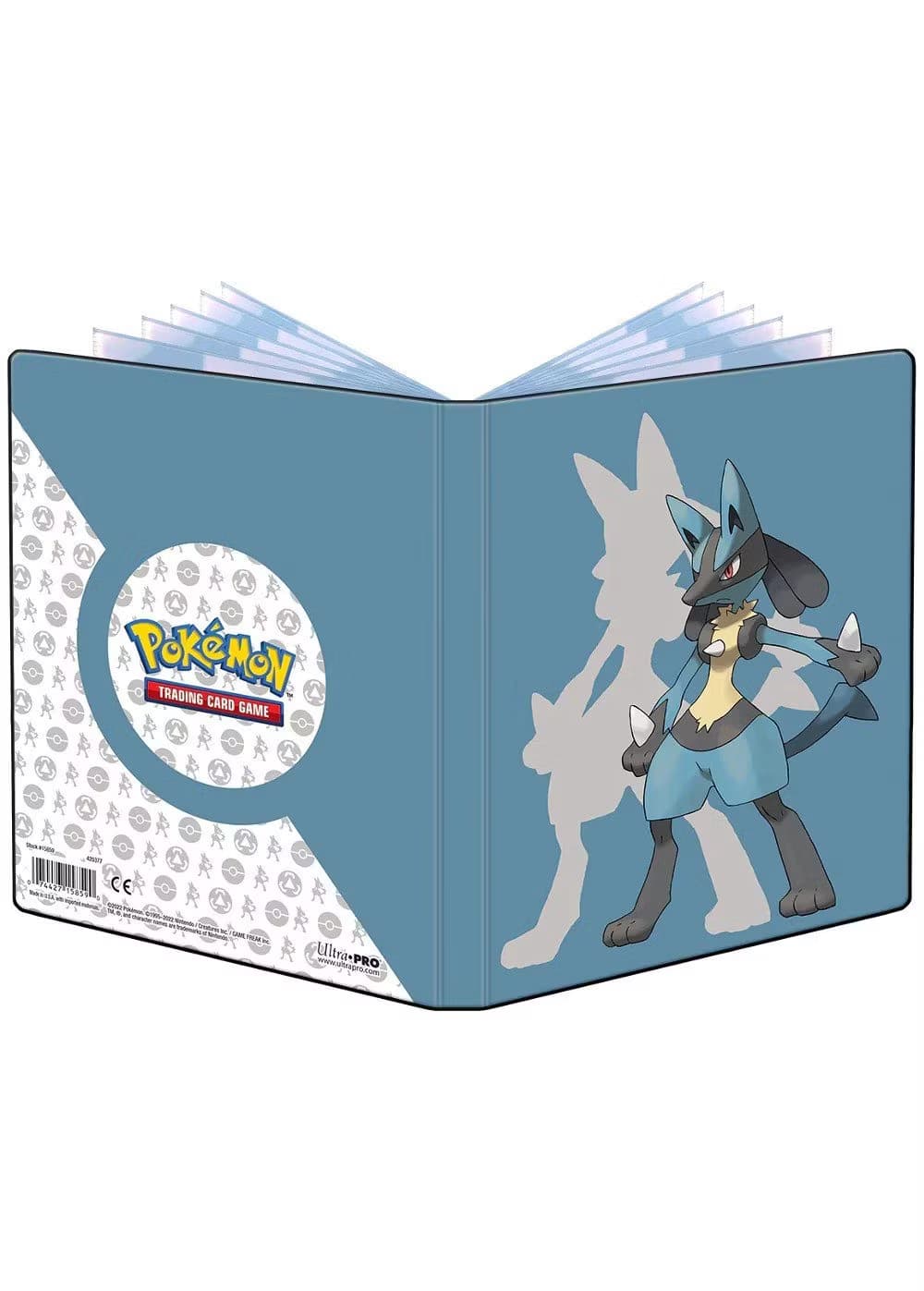 Lille mappe med pokemonmotiv (Lucario) (4 kort pr. side + 2 sider til JUMBOkort)