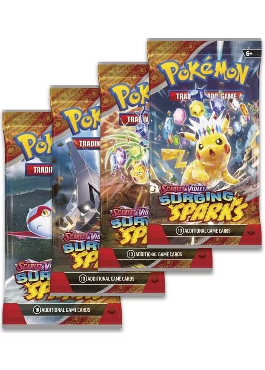 Booster Pack full artwork set (4 stk.) fra SV08 Surging Sparks — Inglés