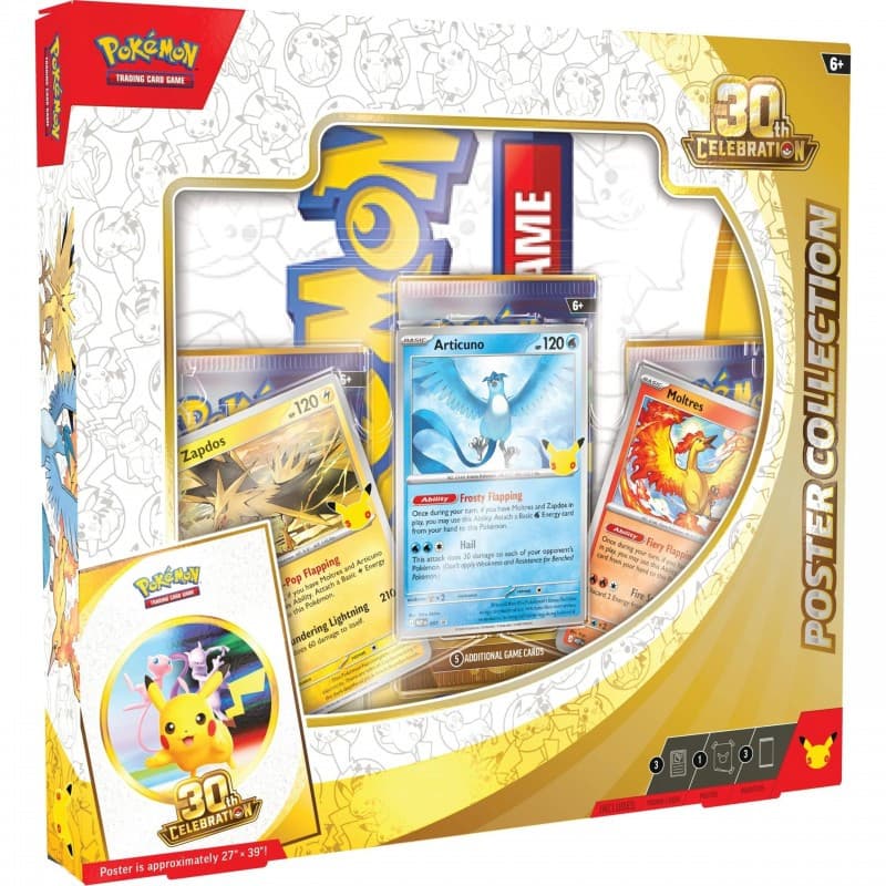 Pack 3 Sobres Pokémon 30 Aniversario + Cartas Holográficas + Poster Ingles