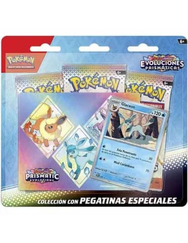 Blister Evoluciones Prismaticas con carta Promo Glaceon y Pegatina Pokemon Español