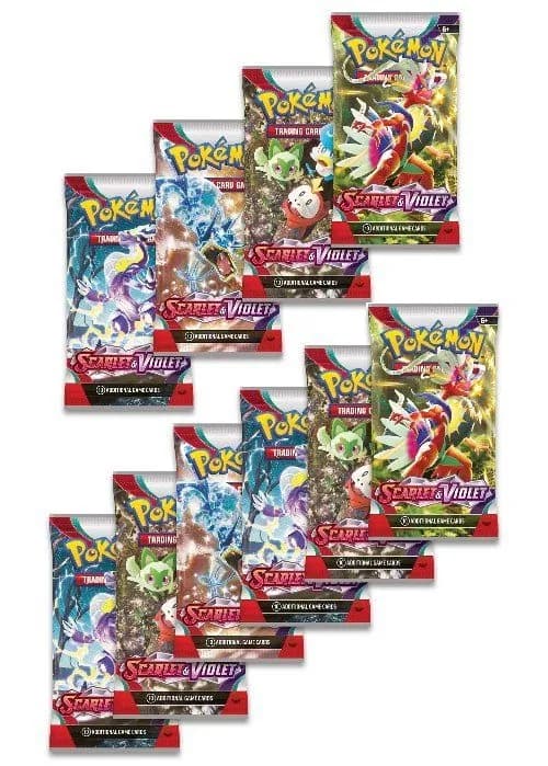10 Booster Pakker fra Scarlet & Violet. — Inglés