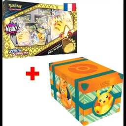 Pack Pokémon : 1 Coffret Pikachu VMAX Zénith Suprême + 1 COFFRE AVENTURE À PALDEA FR