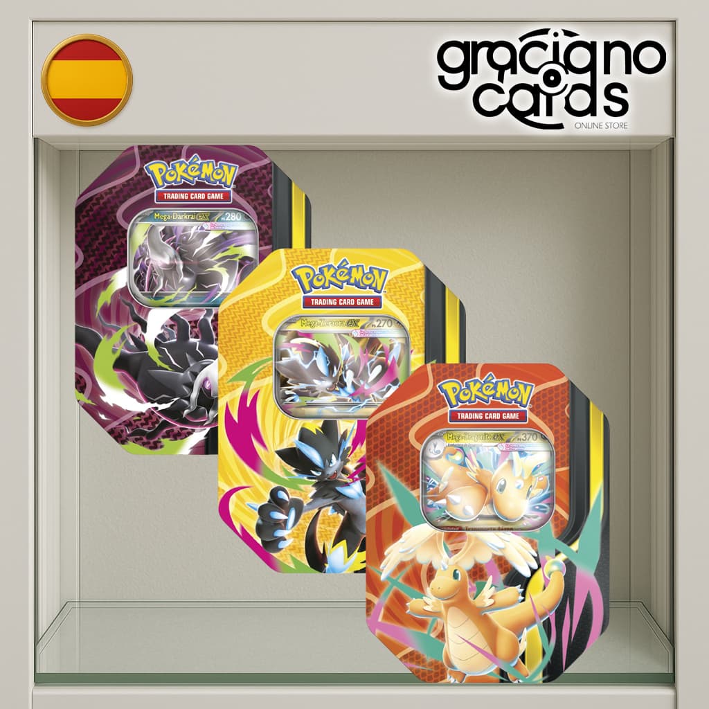 Lata Mega Darkrai, Dragonite y Zeraora | Cartas Pokémon | 2026 — unidad-aleatoria / Español
