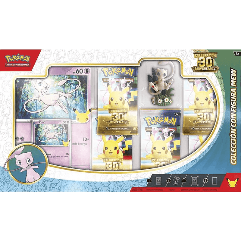 Pack de cartas Pokemon con figura Mew 30 Aniversario (Castellano)