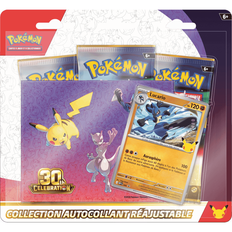 Pokémon - Tripack - Collection autocollant réajustable - 30e Anniversaire - Lucario - Français